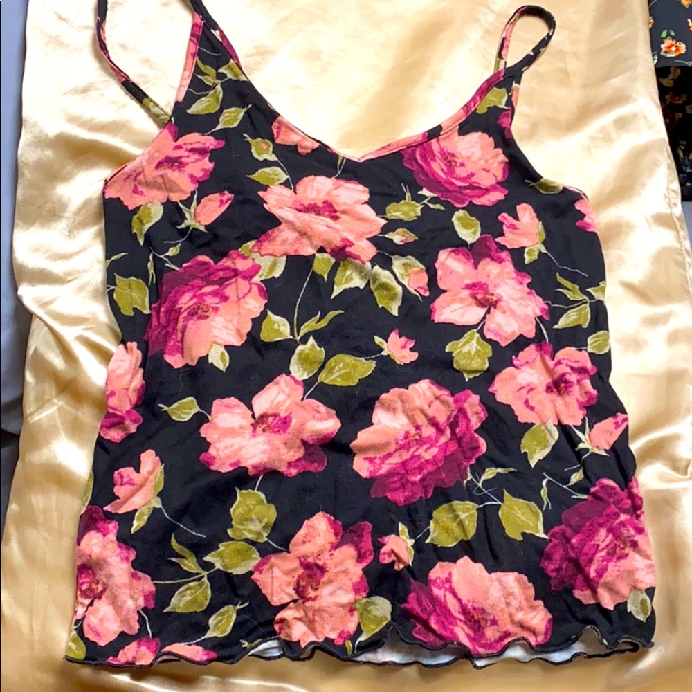 American Eagle Floral Ruffled Tank